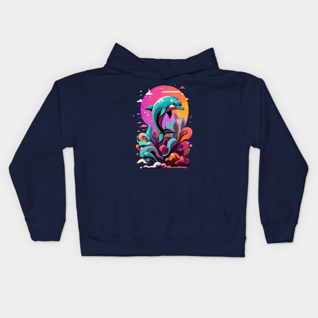 Dolphin design Kids Hoodie by NegVibe